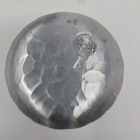 Vintage Wendell August Forge Teddy Bear Aluminum Trinket Dish Round Grove City P - Picture 5 of 5